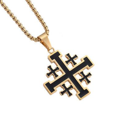 Fashion Cross Pendant JERUSALEM Necklaces for Men Stainless Steel Chain Religious Jewelry