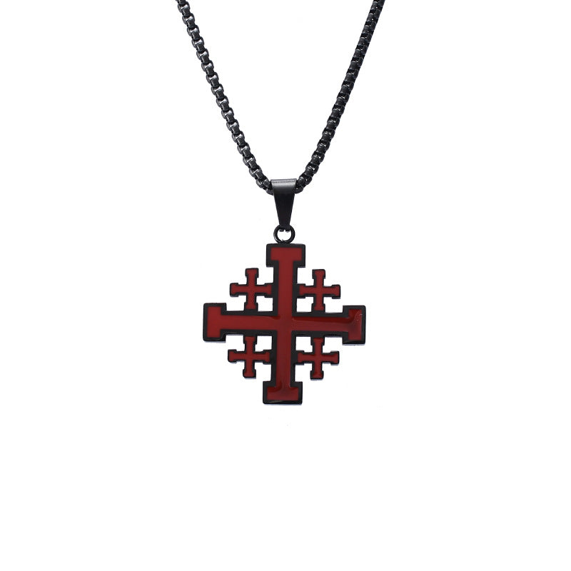 Fashion Cross Pendant JERUSALEM Necklaces for Men Stainless Steel Chain Religious Jewelry