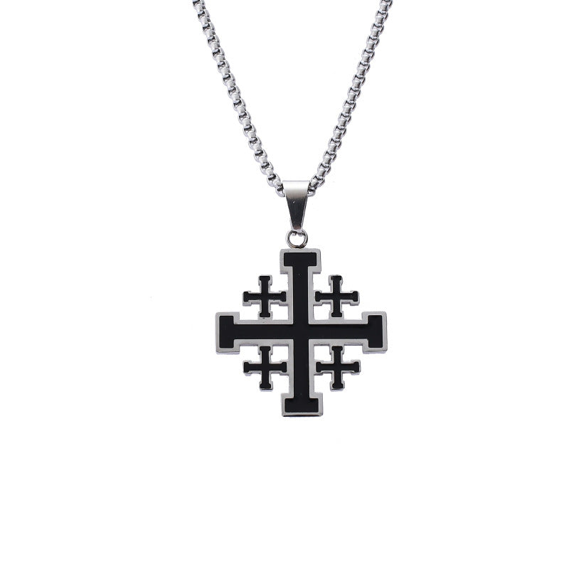 Fashion Cross Pendant JERUSALEM Necklaces for Men Stainless Steel Chain Religious Jewelry