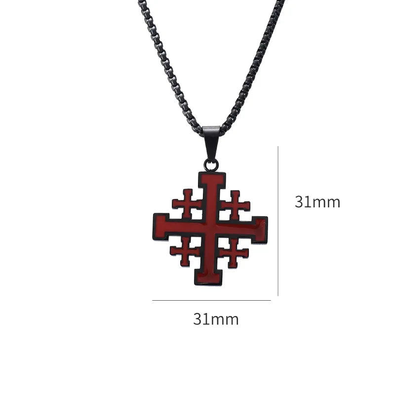 Fashion Cross Pendant JERUSALEM Necklaces for Men Stainless Steel Chain Religious Jewelry