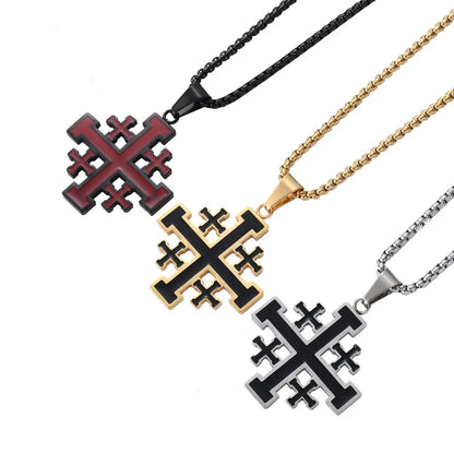 Fashion Cross Pendant JERUSALEM Necklaces for Men Stainless Steel Chain Religious Jewelry