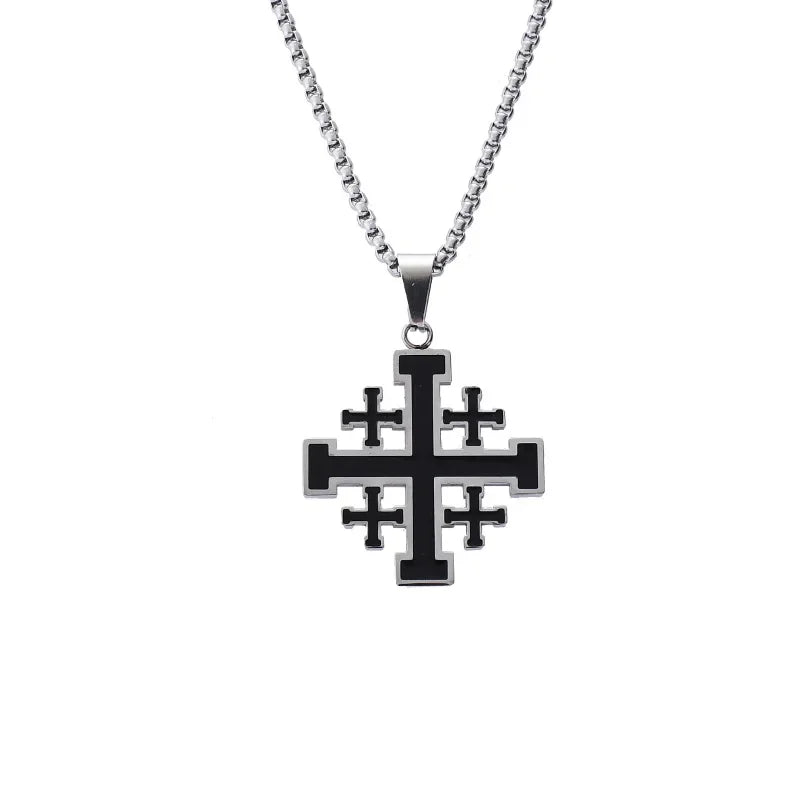 Fashion Cross Pendant JERUSALEM Necklaces for Men Stainless Steel Chain Religious Jewelry