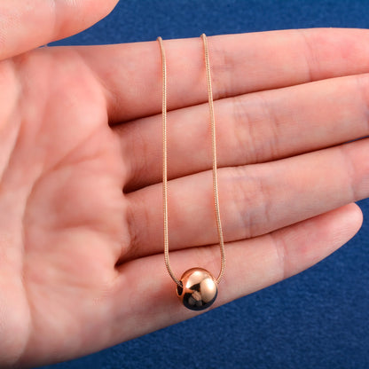 Rose Gold Color Plated Choker Stainless Steel Round Snake Chain Necklace with Big Bead Pendant and Extension for Women Girl