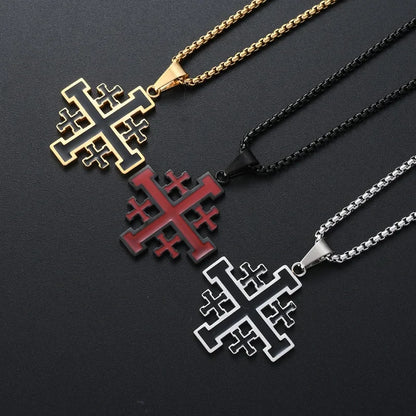 Fashion Cross Pendant JERUSALEM Necklaces for Men Stainless Steel Chain Religious Jewelry