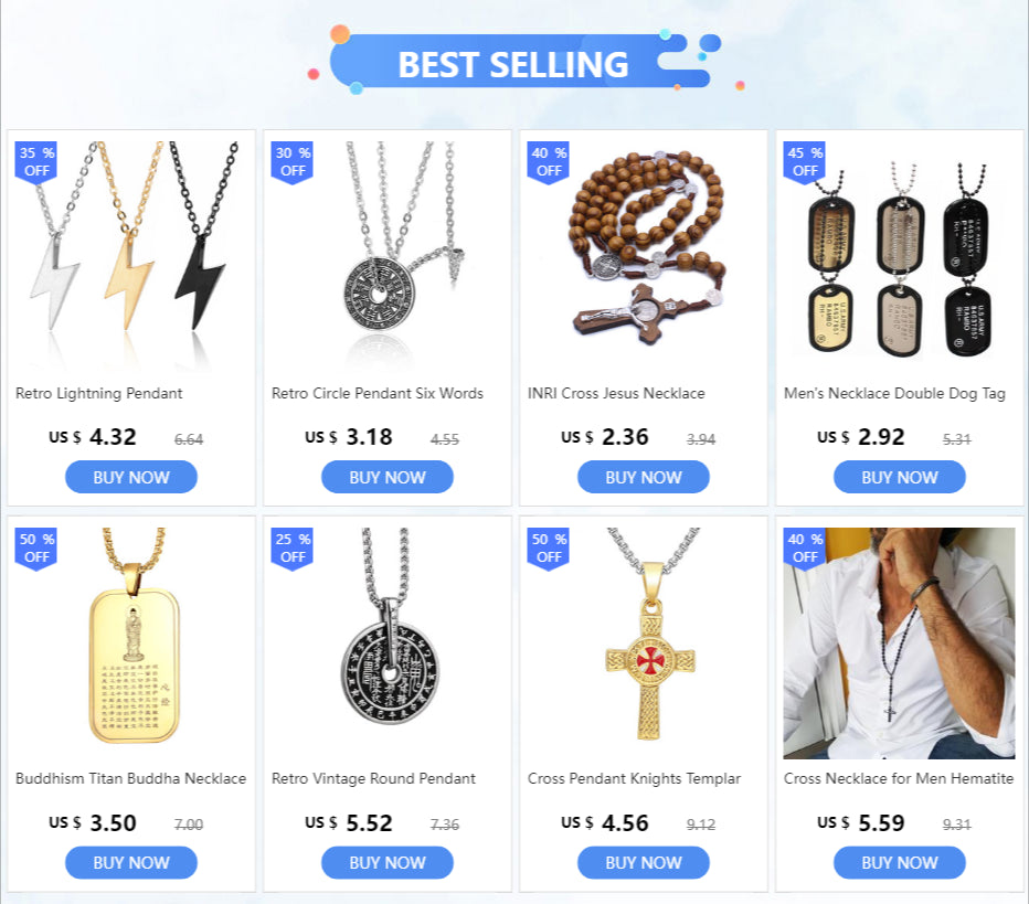 Fashion Cross Pendant JERUSALEM Necklaces for Men Stainless Steel Chain Religious Jewelry