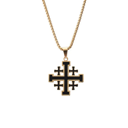 Fashion Cross Pendant JERUSALEM Necklaces for Men Stainless Steel Chain Religious Jewelry