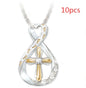 Cross Footprint Diamond Pendant Two Tone